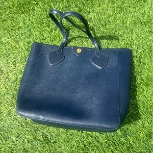 Classic Navy Tote Bag with Gold Accent